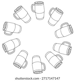 Thermos mug displayed in various angles, highlighting its modern design and practical features, suitable for hot drinks, perfect for outdoor adventures and daily use