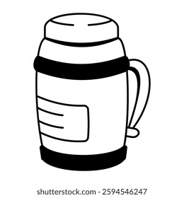 Thermos mug hand drawn vector icon 
