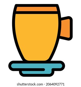 Thermos mug icon. Outline thermos mug vector icon color flat isolated