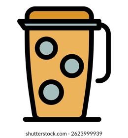 Thermos mug icon. Outline thermos mug vector icon for web design isolated on white background color flat