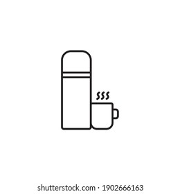 Thermos and mug simple thin line icon vector illustration