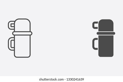 Thermos outline and filled vector icon sign symbol