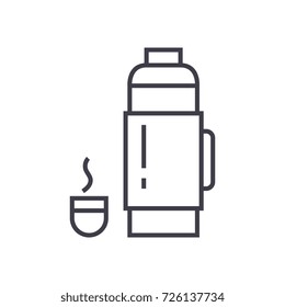 thermos sign vector line icon, sign, illustration on background, editable strokes