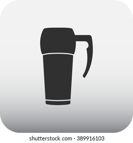 Thermos for tea coffee simple icon on square background