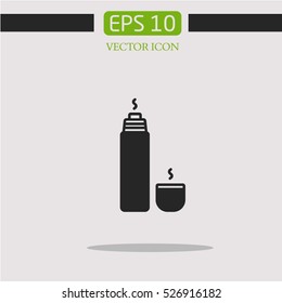 thermos of tea. Hike vector icon.Simple icon web.camping trip