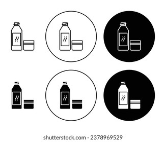thermos thin line icon set. coffee thermo bottle vector symbol. stainless steel thermal mug sign in black and white color