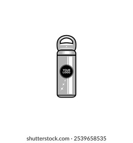 thermos tumbler mockup with handle on lid vector illustration