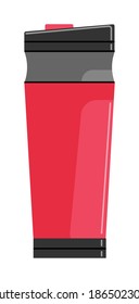 Thermos vacuum flask or bottle isolated on white background