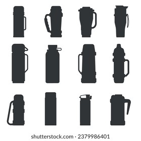 
Thermos vacuum flask silhouette flat vector