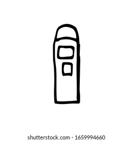Thermos . vector drawing in Doodle style.A simple black and white picture on a summer theme.  Isolated on a white background. Element of design and decor.