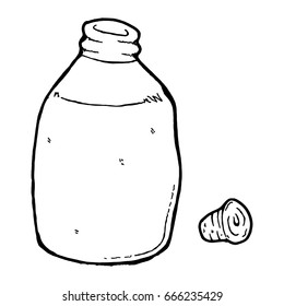 Thermos. Vector illustration of a thermos. Hand drawn open thermos. Doodle bottle. Bottle with a lid.
