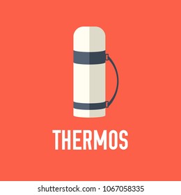 thermos vector illustration symbol object. Flat icon style concept design