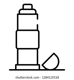 Thermos warm bottle icon. Outline thermos warm bottle vector icon for web design isolated on white background