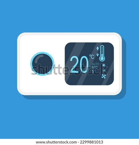 Thermostat controller in the house. Regulates heating and climate on a digital device. Vector illustration flat design. Isolated on white background.