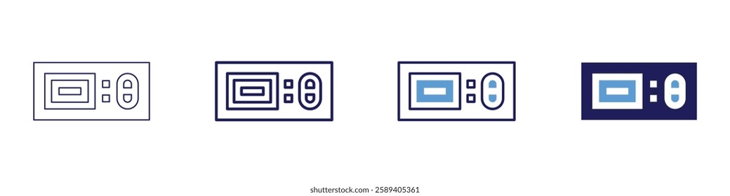 Thermostat device icon in 4 different styles. Thin Line, Line, Bold Line, Duotone. Duotone style. Editable stroke.