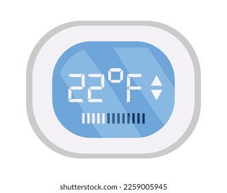 Thermostat-Anzeige mit Temperaturflachsymbol Elektrischer Bildschirm mit Temperaturanzeige. Vektorgrafik