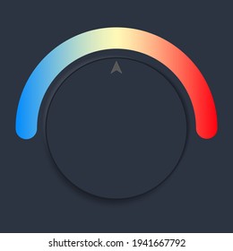 Thermostat icon. Gradient from cold to hot. Climate control regulator. Workflow temperature control in Skeuomorph Trend design. Circular elements for intelligent technological programs. Vector 
