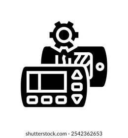 instalação de termostato vetor de ícone de glifo de manutenção doméstica. instalação de termostato sinal de manutenção doméstica. ilustração de símbolo isolado