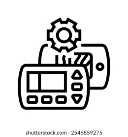 instalação termostato vetor da linha de manutenção da casa. sinal de manutenção da casa de instalação do termostato. símbolo de contorno isolado ilustração preta