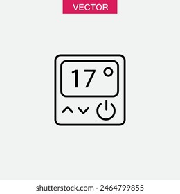 Icono de línea de termostato, ilustración simple plana de Vector para Web y App sobre fondo blanco...
