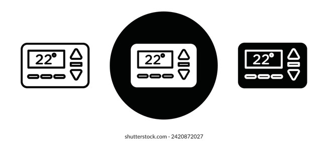 Thermostat outline icon collection or set. Thermostat Thin vector line art