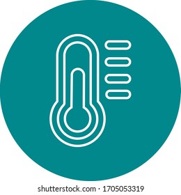 thermostat that shows temperature reading represents level of measurements on the outside and suggests an increase with the internal graph illustrated vector white lines with blue background