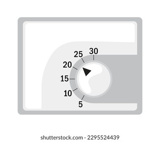 Thermostat vector. Controller with screen for floor, house heating, fan. Electronic thermostat controls and regulates temperaturein appartment remotely.  Climate control button icon illustration.