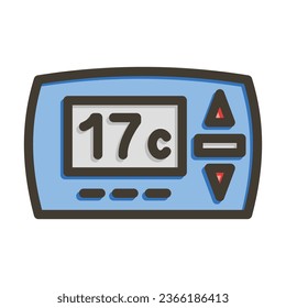 Thermostat Vector Thick Line Filled Colors Icon For Personal And Commercial Use.
