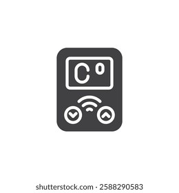 A thermostat with a Wi-Fi vector icon. filled flat sign for mobile concept and web design. Smart Thermostat glyph icon. Remote climate control symbol, logo illustration. Vector graphics