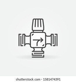 Thermostatic mixing valve vector concept icon or symbol in thin line style