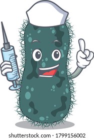 Thermotogae humble nurse mascot design with a syringe