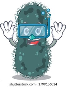 Thermotogae mascot design swims with diving glasses