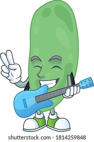 Thermus thermophilus cartoon character style plays music with a guitar. Vector illustration