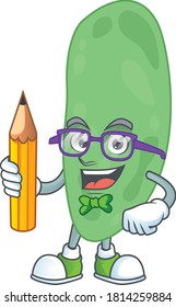 Thermus thermophilus student Mascot design concept studying at home. Vector illustration