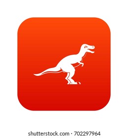 Theropod dinosaur icon digital red for any design isolated on white vector illustration