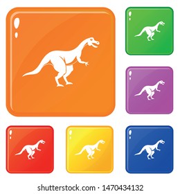 Theropod dinosaur icons set collection vector 6 color isolated on white background