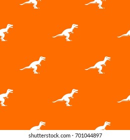 Theropod dinosaur pattern repeat seamless in orange color for any design. Vector geometric illustration