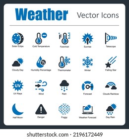 These are 20 beautiful small, pixel perfect Weather vector icons.