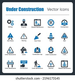 These are 20 beautiful small, pixel perfect Under Construction vector icons.