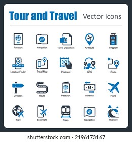 These are 20 beautiful small, pixel perfect Tour and Travel vector icons.
