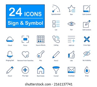 These are 24 beautiful small, pixel perfect signs and symbols vector icons.