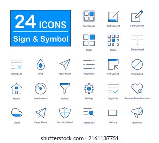 Estos son 24 hermosos signos pequeños y perfectos de píxel y símbolos de los iconos vectoriales de interfaz.