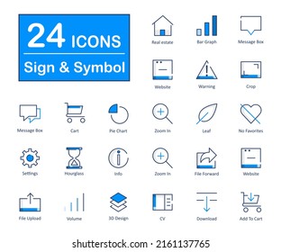 These are 24 beautiful small, pixel perfect signs and symbols vector icons.