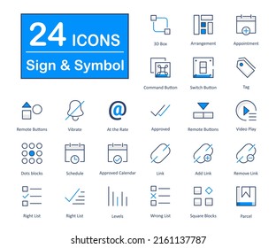 These are 24 beautiful small, pixel perfect signs and symbols vector icons.