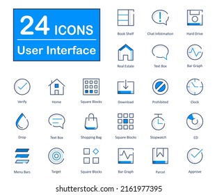 These are 24 beautiful small, pixel perfect user interface vector icons.
