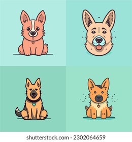 These adorable dog illustrations feature playful expressions and intricate details