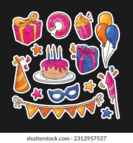 These are birthday celebrations design elements set.