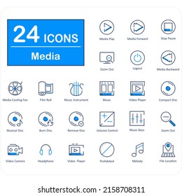 These are Blue Gem Media Icons Pack Of 24