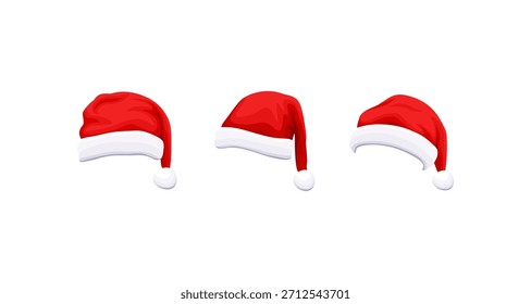 These bright red Santa hats are perfect for holiday designs and Christmas promotions