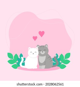 These are cats in love. Valentine card.